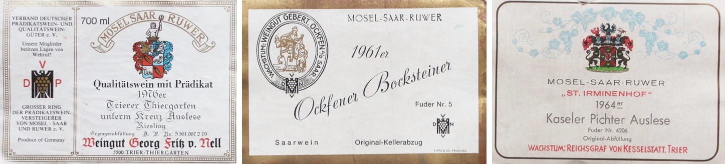 G.F. von Nell Trierer Thiergarten - Gebert Ockfener Bockstein - von Kesselstatt Kaseler Pichter