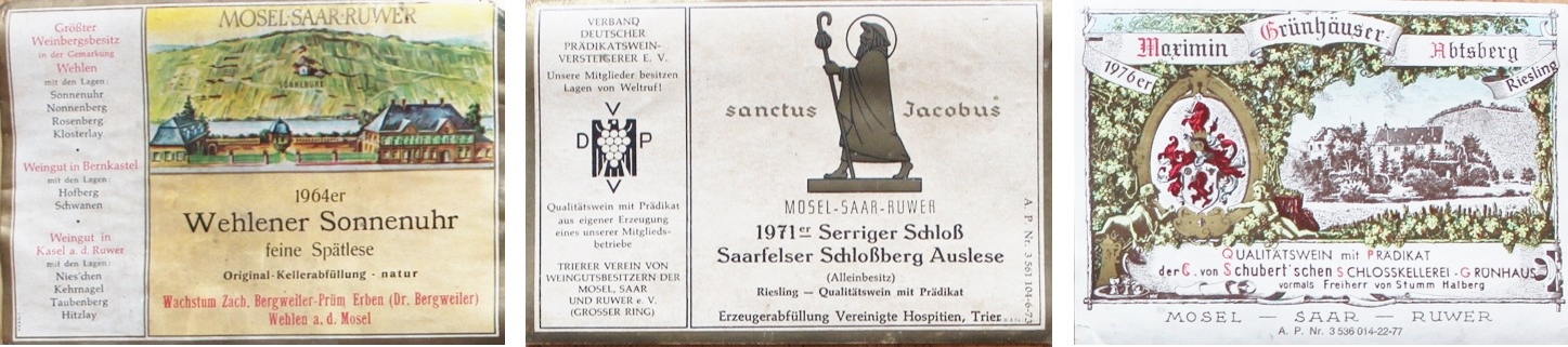 Dr. Bergweiler Wehlener Sonnenuhr - Vereinigte Hospitien Serriger Schloss Saarfelser Schlossberg - von Schubert Maximin Grünhäuser Abtsberg