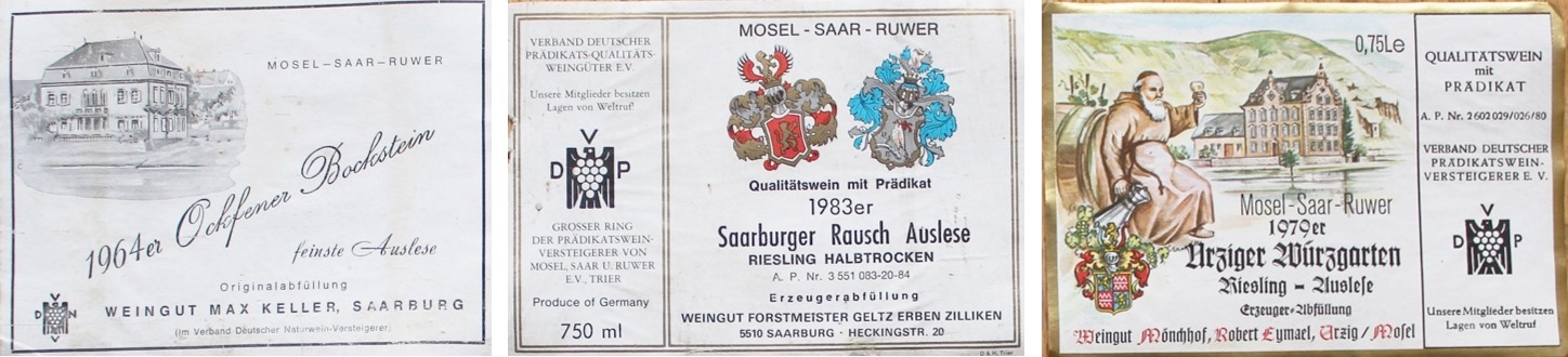 Max Keller Ockfener Bockstein - Geltz-Zilliken Saarburger Rausch - Mönchhof Ürziger Würzgarten