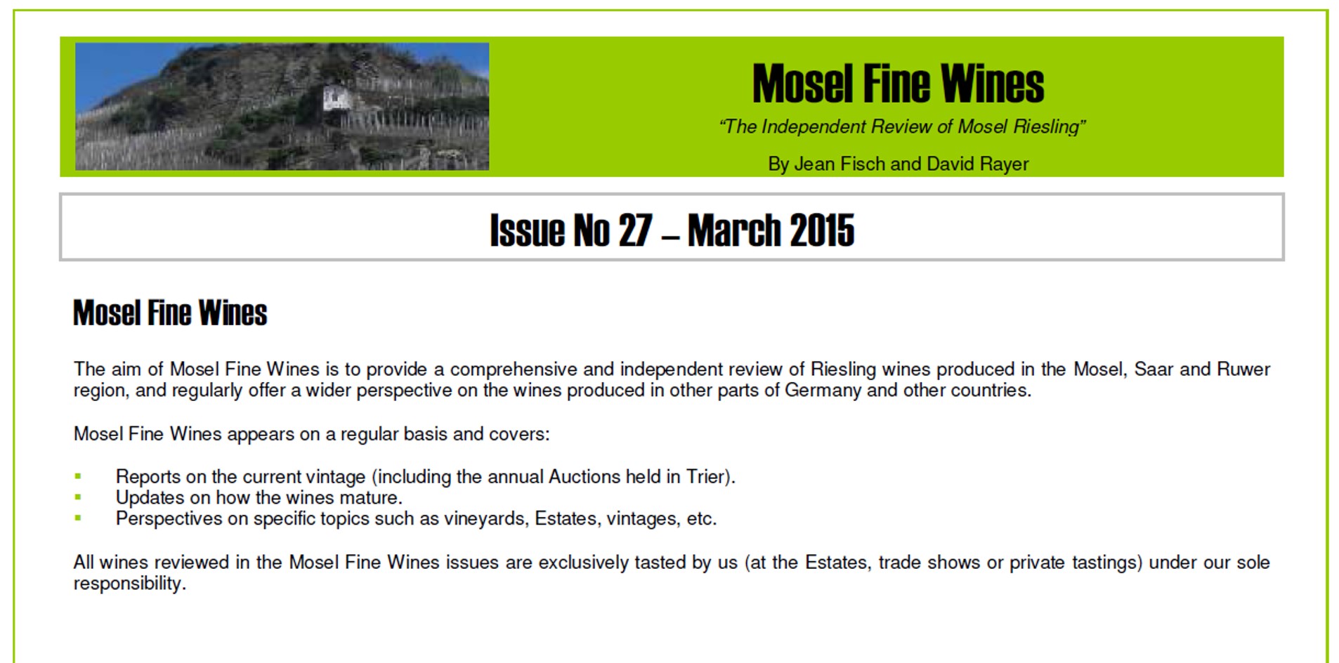 Mosel Fine Wines | Issue No 27 | March 2015