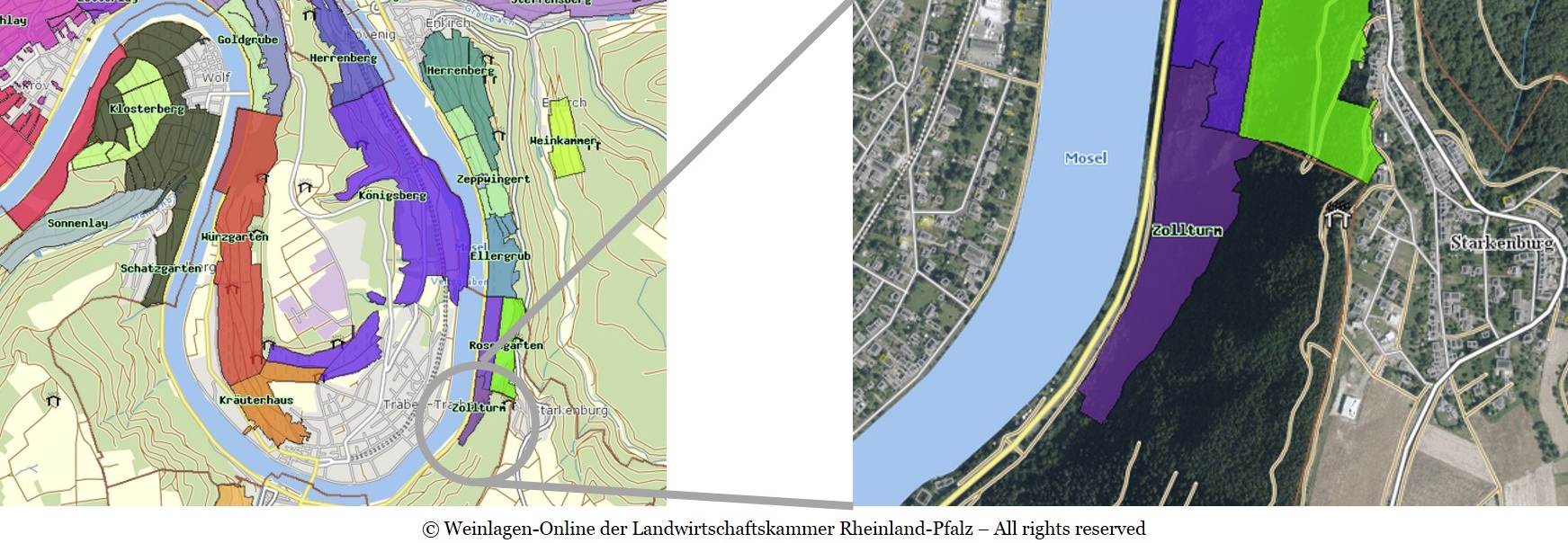 Vineyard Map | Starkenburger Hang | Trabener Zollturm