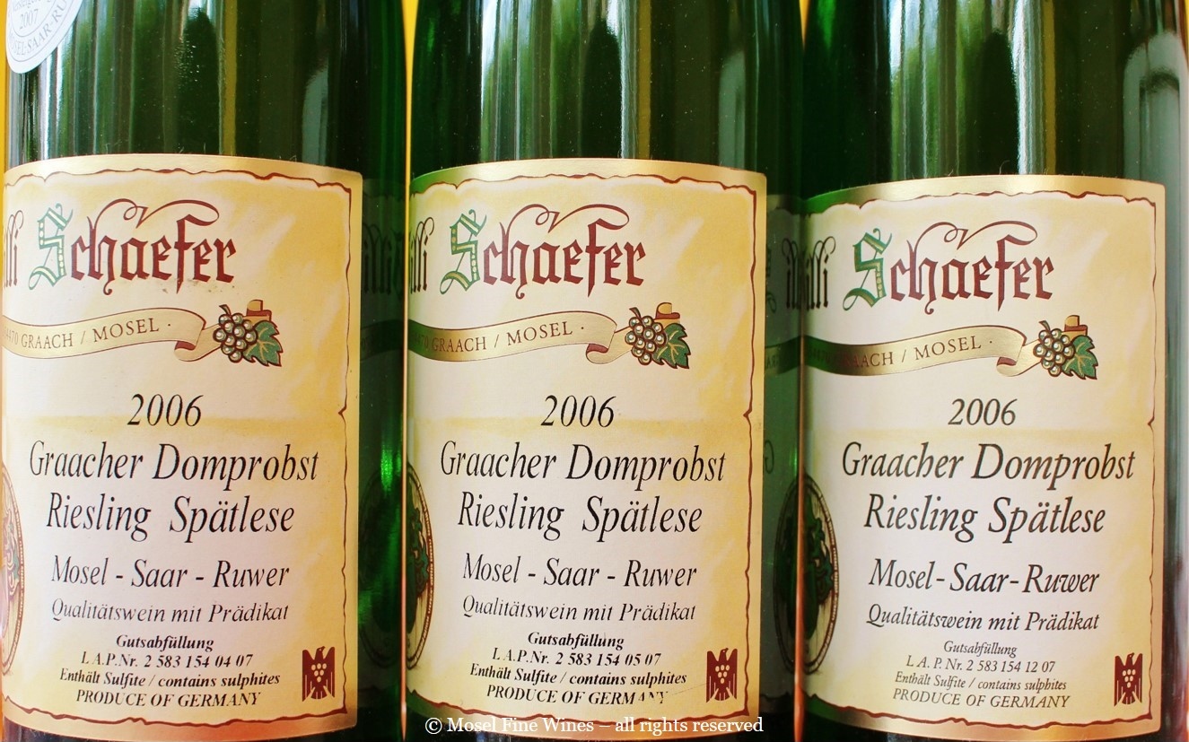 Three different Willi Schaefer Graacher Domprobst Spätlese bottlings